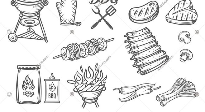 简笔手绘美食与珠宝 矢量素材中的创意融合